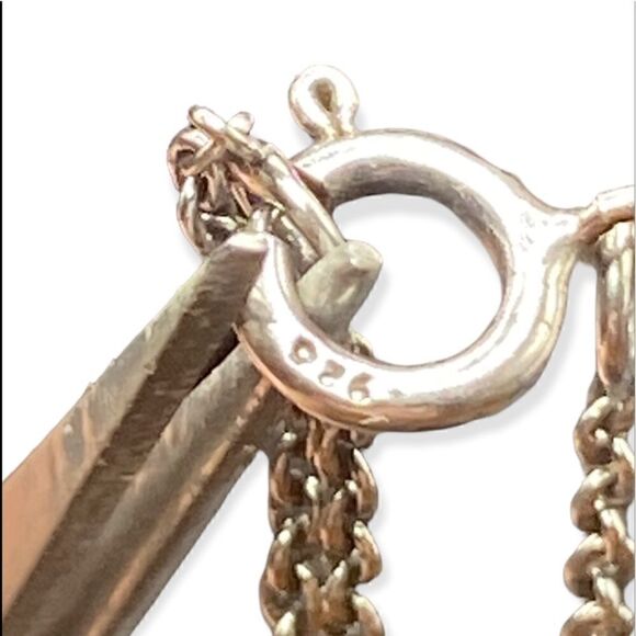 FAS sterling silver 925 CZ heart and key pendant 18” necklace - Picture 2 of 7